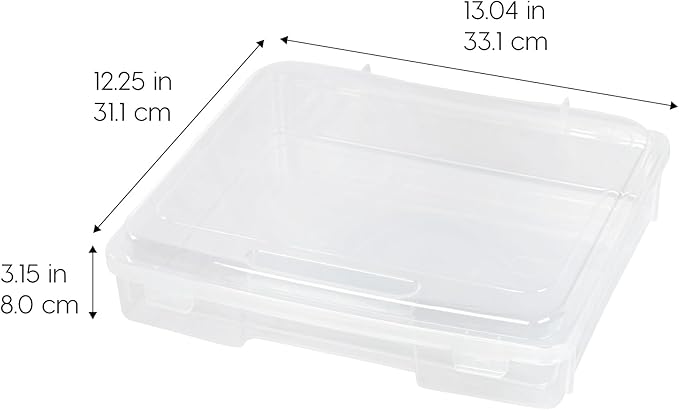 IRIS USA Board Game Storage Craft Organizer Box with Snap-Tight Latch Lid, 6-Pack Portable Plastic Case Bin for Puzzles, Magazines, Hobbies, Art Supplies, Fits 8.5" x 11" & A4 Papers, Thick, Clear