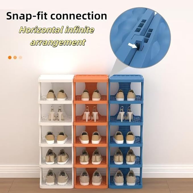 Stackable Shoe Rack,Modular Shoe Organizer,Freely Adjustable Multi-Tier Shoe Rack, Shelf Free Stackable DIY - Space Saving Storage (3 Tier)