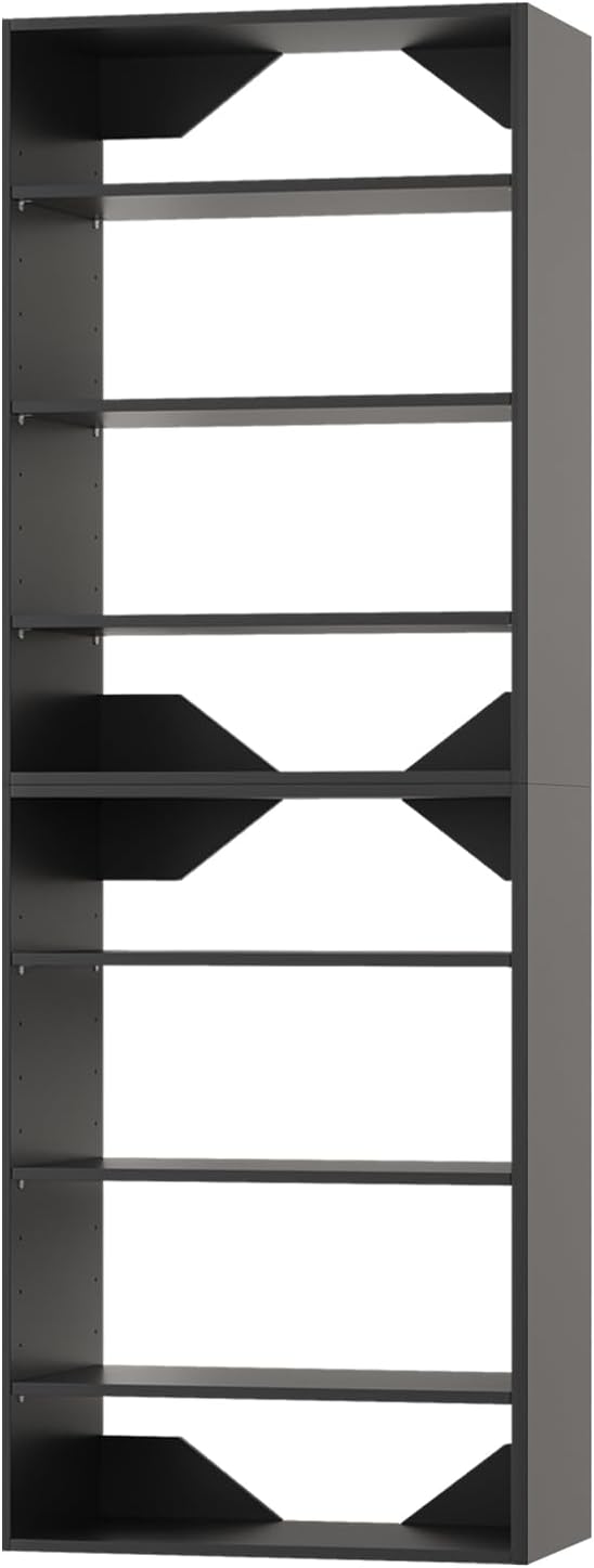 ROOMTEC Modular Closet System, 31.5" Shelf Closet Tower Wall-Mounted Closet Organizer, Wooden Tower for Walk-In Closets, Wardrobe Storage Kit, Black
