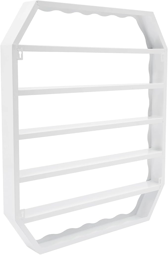 Wall-Mounted Nail Polish Storage Racks, 3PCS Multi-Tiers Metal Cosmetic Display Rack Lipstick Perfume Display Rack with 1 Middle Rack & 2 Side Racks for Spa Nail Salon Shop (White)