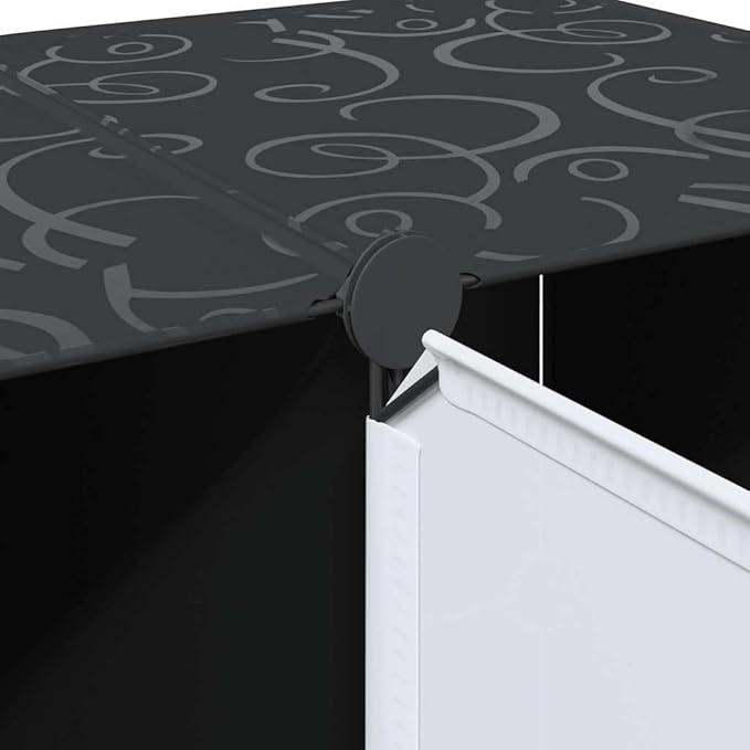 Modular Cabinet Black and White Plastic and Chromed Steel with Nine Compartments for Flexible Storage and Modern Home Organization