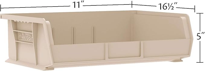 Akro-Mils 30255 AkroBins Plastic Storage Bins, Space-Saving Stackable Bins for Garage, Pantry, Craft Organization, 11" x 16" x 5", Black, 6-Pack