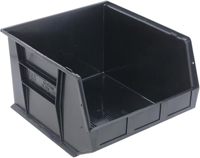 Quantum Storage Systems QUS270BR Ultra Stack & Hang Recycled Plastic Heavy Duty Part Organizer Black Bins 18" L x 17" W x 11" H 3 Pack