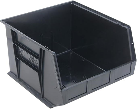 Quantum Storage Systems QUS270BR Ultra Stack & Hang Recycled Plastic Heavy Duty Part Organizer Black Bins 18" L x 17" W x 11" H 3 Pack