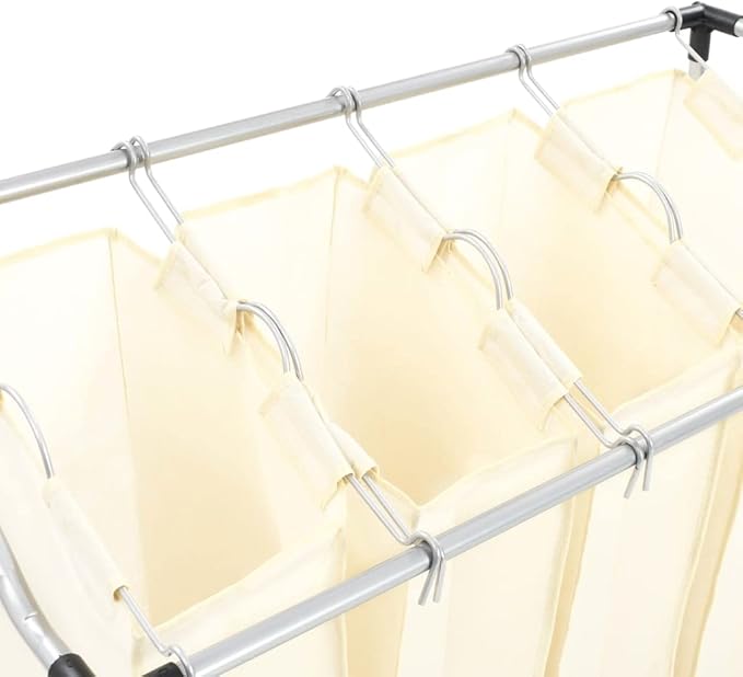 Convenient Laundry Sorter with 4 Bags Cream Steel, 20 kg Load Capacity for Easy Movement