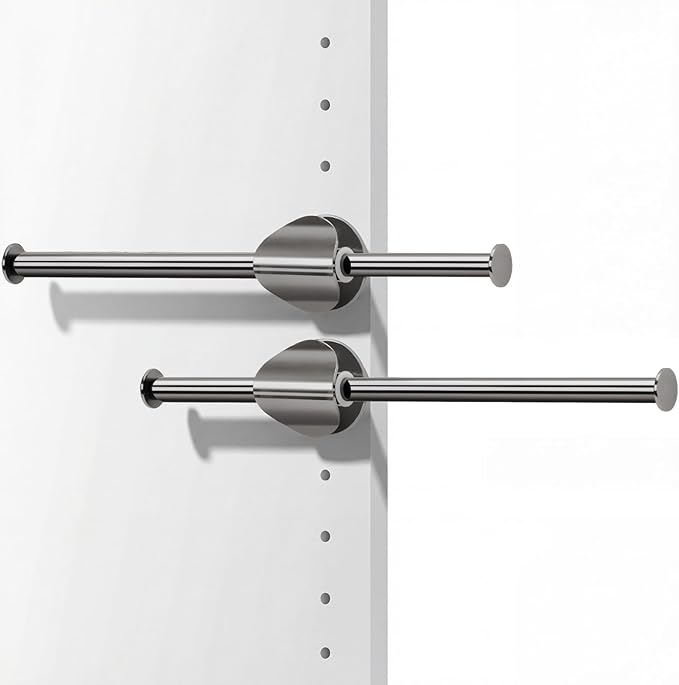 INMAKER Valet Rod for Closet Slide out, Pull out to 9.5" Hanger Rod for ≥12" Deep Closet, Blackish Grey, 2 Pack