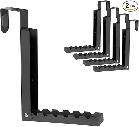 Over the Door Hooks, Extended Over the Door Storage Hook,Space-Saving Over the Door Rack,Door Hooks for Hanging Clothes,Larger Capacity Over the Door Hanger (4, BK-Black)