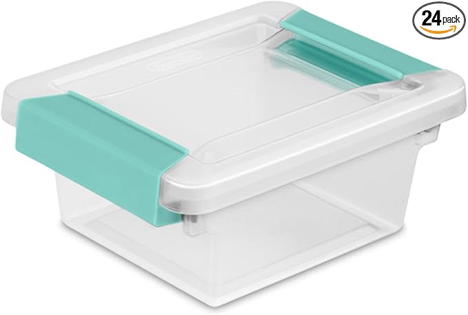 Sterilite 24-Pack Clip Box, Clear Storage for Crafts, Supplies and Office Items, Mini