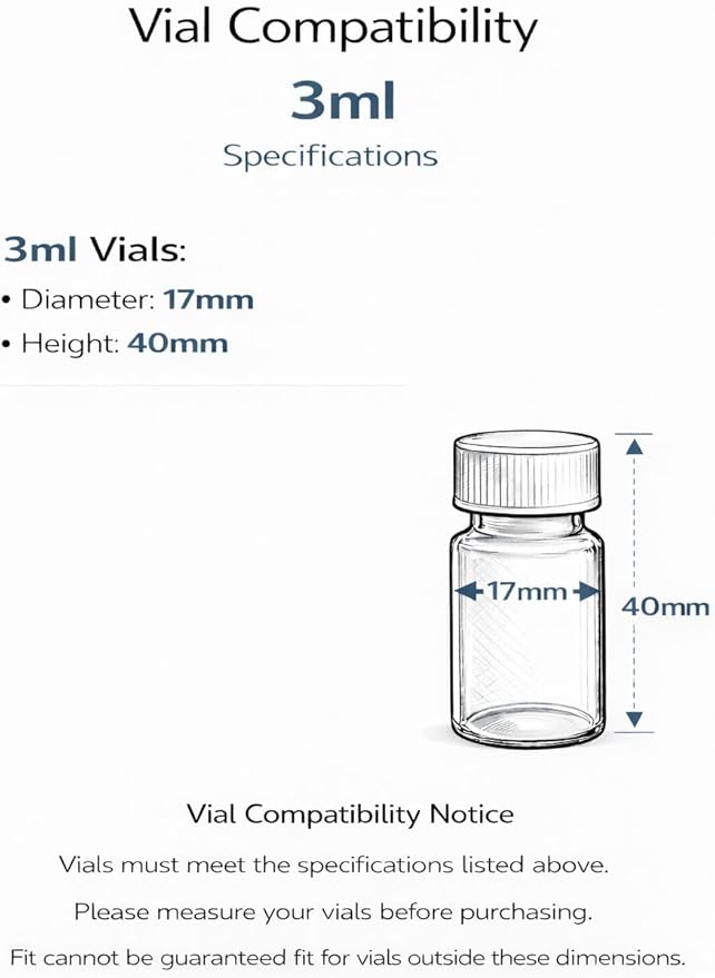 6-Slot 3ml Vial Storage Case – Organizer for GLP-1, Insulin, Peptides & TRT/HRT – Holds 6 Vials (17mm x 40mm) + Syringes with Oversized Compartment – Compact Travel Case