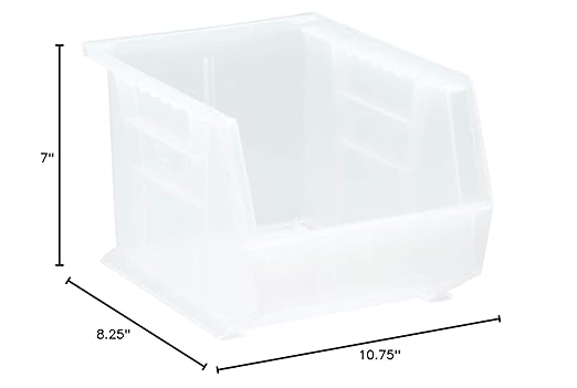 QUANTUM STORAGE SYSTEMS K-QUS239CL-4 4-Pack Ultra-Stack and Hang Bins, 10-3/4" x 8-1/4" x 7", Clear