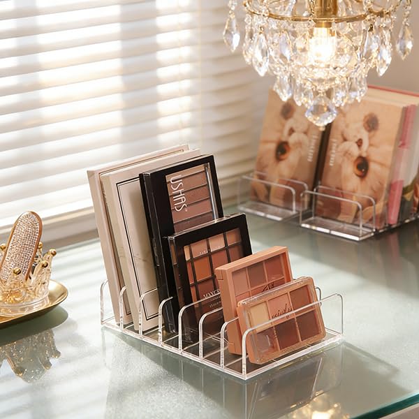 WECHENG 2 Pack Acrylic Eyeshadow Makeup Palette Organizer: Makeup Organizer for Drawer - 7-Section Cosmetic Display Case for Bathroom Vanity Countertop - Clear Cosmetic Organizer Storage Accessories
