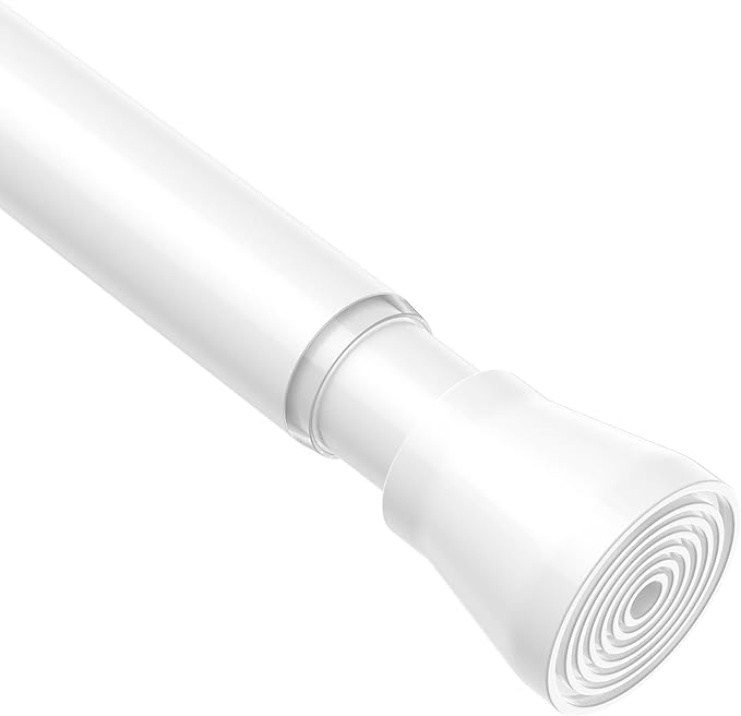 1 Pack Spring Tension Rods 28-49 Inches, 7/8 Inch Diameter White No Drill Spring Loaded Adjustable Extendable, Small Short Tension Curtain Rod for Windows Kitchen Doorway Closet Cupboard