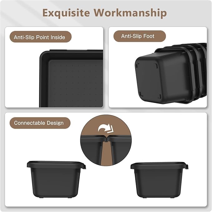 A-LuGei【XX-Large Size【5 Pcs】 Tool Box Organizer Tray Divider【Single Size】 Black Plastic Desk Drawer Organizer Garage Organization for Wrench Plier Hammer Bit Socket Extension Screwdriver Bolt Hex key