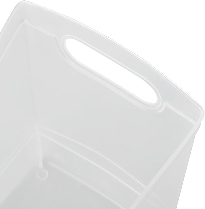 Plastic Utility Storage Bin 12 Qt Narrow Rectangle with Carrying Handles, Clear