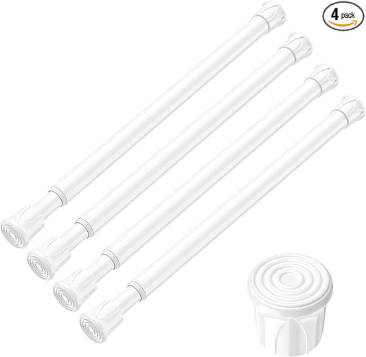 AIZESI 4PCS Small Spring Tension Curtain Rod 8 to 12 Inch, Mini DIY Tension Rods No Drill for Slim Window Sidelights, White