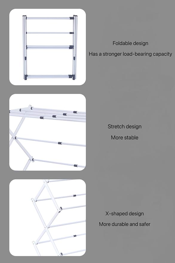 Maomo Standard Metal Drying Rack - Easy to Install Without Tools, Space-Saving telescoping Design, 16.93-29.92 inches Wide, White.