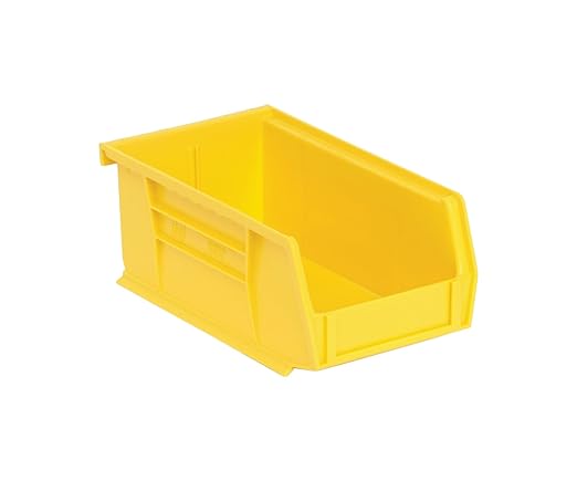QUANTUM STORAGE SYSTEMS K-QUS220YL-20 20-Pack Stack and Hang Plastic Bin Storage Containers, 7 inch x 4 inch x 3 inch, Yellow