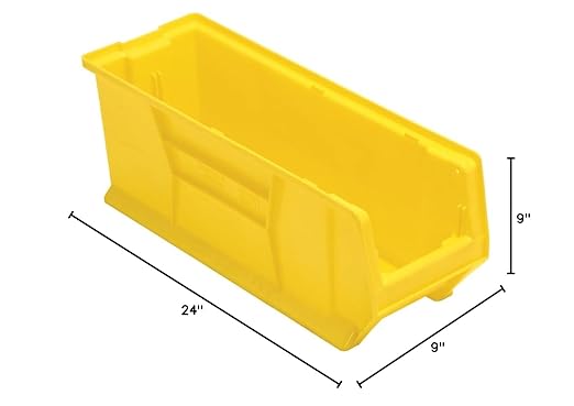 QUANTUM STORAGE SYSTEMS K-QUS951YL-4 4-Pack Plastic Storage Stacking Hulk Container, 23-7/8 inch x 8-1/4 inch x 9 inch, Yellow
