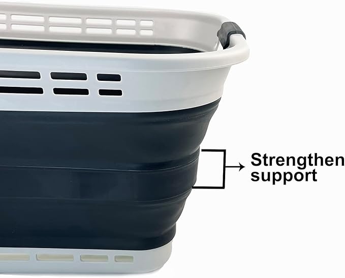 SAMMART 42L (11 gallons) Collapsible Plastic Laundry Basket - Portable Pop Up Storage Container/Organizer - Portable Hamper - Space Saving Easy Storage (Grey/Slate Grey (Set of 2))
