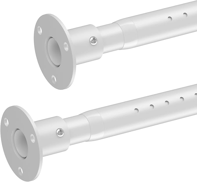 2 Pack Closet Rod,17 to 41 Inch Adjustable Closet Rods for Hanging Clothes Heavy Duty Closet Hanging Rod White Closet Poles for Wardrobes,Bathroom,Windows