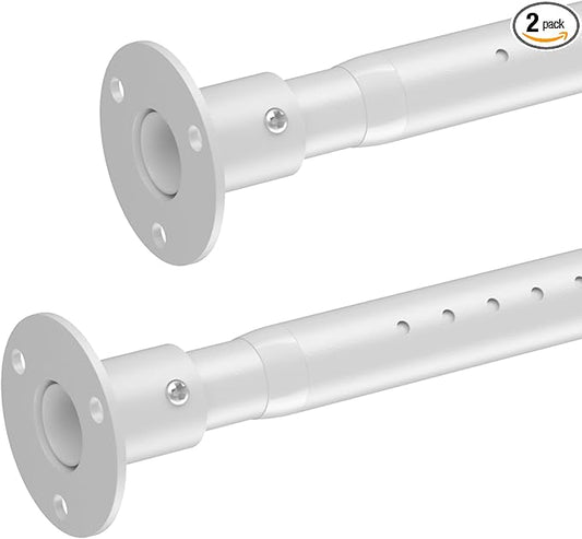 2 Pack Closet Rod,17 to 55 Inch Adjustable Closet Rods for Hanging Clothes Heavy Duty Closet Hanging Rod White Closet Poles for Wardrobes,Bathroom,Windows
