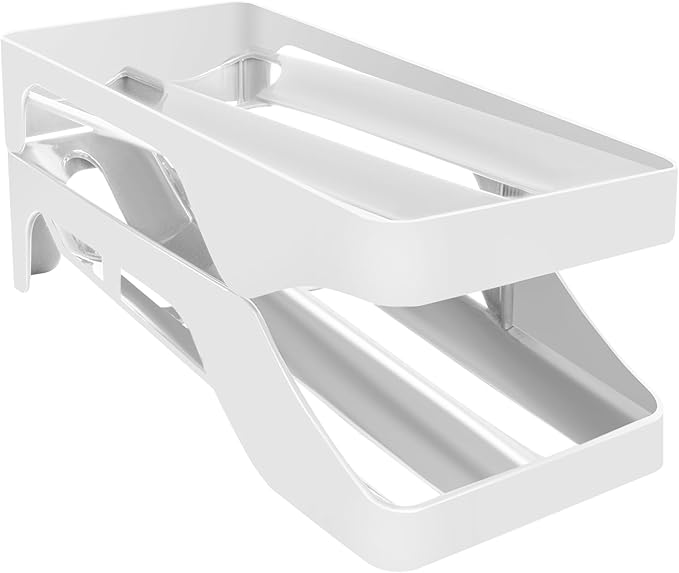 Egg Holder for Fridge Automatic Rolling Egg Dispenser for Refrigerator Kitchen Countertop - Space-saving Egg Roller/Organizer/Storage/Container/Tray for Fridge Double Track