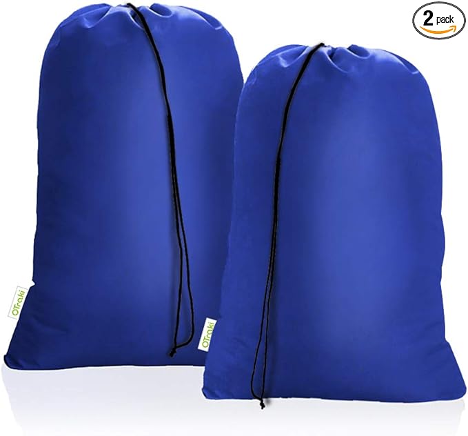 OTraki 28x45 inch Extra Large Laundry Bag 2 Pack Drawstring Laundry Hamper Bag Heavy Duty Dirty Clothes Bag Washable Organizer Storage for Camp Drying Do Not Exceed 176℉ Blue