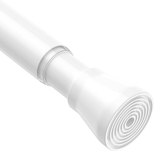 MEXAU 1Pack tension rods 29 to 64 inches White tension rod curtain rods no drilling Anti-Slip tension curtain rods adjustable curtain rod spring rod for Windows Doorway Closet Door