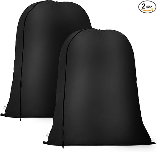 OTraki Small Laundry Bag 16x20 Inch Laundry Sack Bag with Drawstring Closure 2 Pack Laundry Wash Bag Dirty Clothes Organizer Machine Washable for Camp Drying Do Not Exceed 176℉ Black
