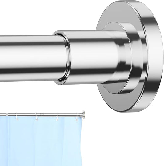 CorkLatta Chrome Shower Curtain Rod 31 to 68 Inch,1 Inch Diameter Adjustable Spring Tension Curtain Rod No Drilling Stainless Steel Telescoping Rod,No Rust