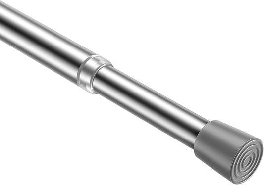 MEXAU 1Pcs Spring Tension Curtain Rod 26-39 inch Spring Tension Rods Silver Tension Rods Adjustable Spring Rod Extendable Tension Rod For Kitchen, Bathroom, Window, Bookshelf,Closet.