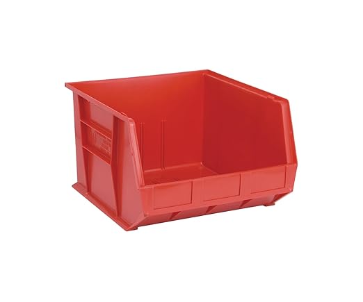 QUANTUM STORAGE SYSTEMS K-QUS270RD-1 Ultra-Stack and Hang Bins, 18" x 16-1/2" x 11", Red