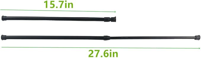 6 Pack Tension Rods, Adjustable Spring Steel Cupboard Bars Tension Curtain Rod Shower Rod Extendable Width 15.7-28 Inches (Black)