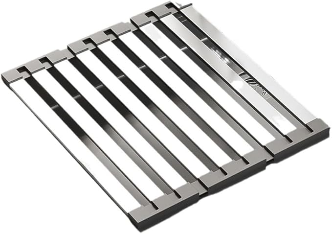 Stainless Steel Roll Up Dish Drying Rack, Over Sink Foldable Kitchen Mat, 45cm x 32.5cm Rollable Sink Drainer, Space-Saving Design (17.72" H x 12.8" W)