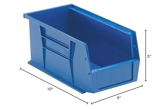 QUANTUM STORAGE SYSTEMS K-QUS230BL-8 8-Pack Stack and Hang Plastic Bin Storage Containers, 10 inch x 5 inch x 5 inch, Blue