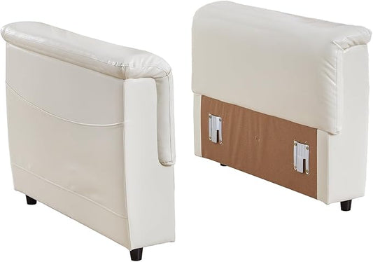 LEVNARY Modular Sofa Armrest Set of 2 with Side Storage Pockets, Faux Leather Upholstered Arm Panels, Compatible with Modular Recliner System (White)
