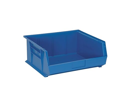 QUANTUM STORAGE SYSTEMS K-QUS250BL-2 2-Pack Stack and Hang Plastic Bin Storage Containers, 14" x 16" x 7", Blue