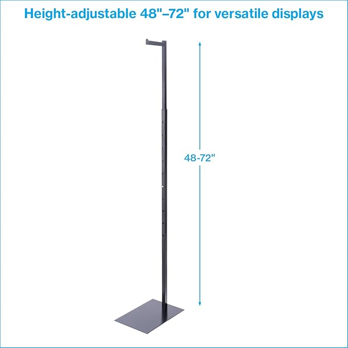 SSWBasics Adjustable Black Costumer Stand – Single Arm Clothes Rack - Retail Clothing and Garment Display Stand – Ideal For Showcasing Hanging Items In Thrift Shops, Boutiques and Retail Stores
