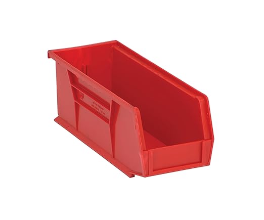 QUANTUM STORAGE SYSTEMS K-QUS224RD-6 Ultra Stack & Hang Heavy Duty Part Organizer Red Bins 11" L x 5" W x 4" H 6 Pack