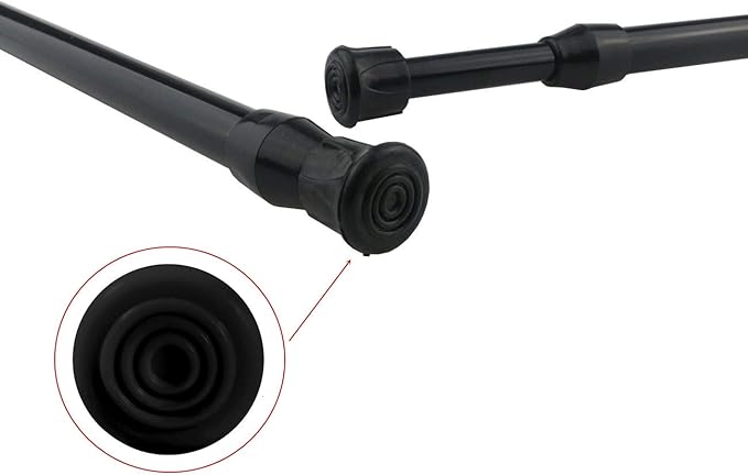 6 Pack Tension Rods, Adjustable Spring Steel Cupboard Bars Tension Curtain Rod Shower Rod Extendable Width 15.7-28 Inches (Black)