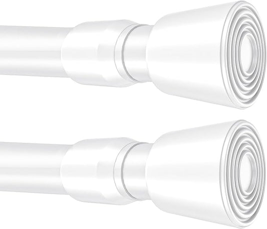 2 Pack White Tension Rods, 53"-98" Adjustable Shower Curtain Rods, Heavy Duty No Drilling Rod, 11lbs Max Load, 1.2" End Cap, 19/22mm Tube, Metal, for Bathroom, Window, Bedroom, Doorway, Closet