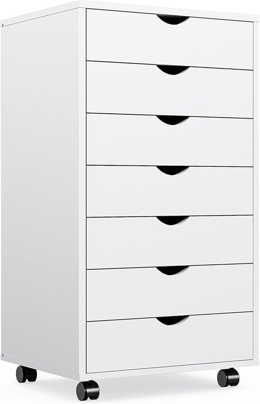 OLIXIS File Cabinet with 7 Drawers Rolling Filing Cabinets Under Desk Storage Printer Stand with Wheels,Mobile File Cabinet for Home Office