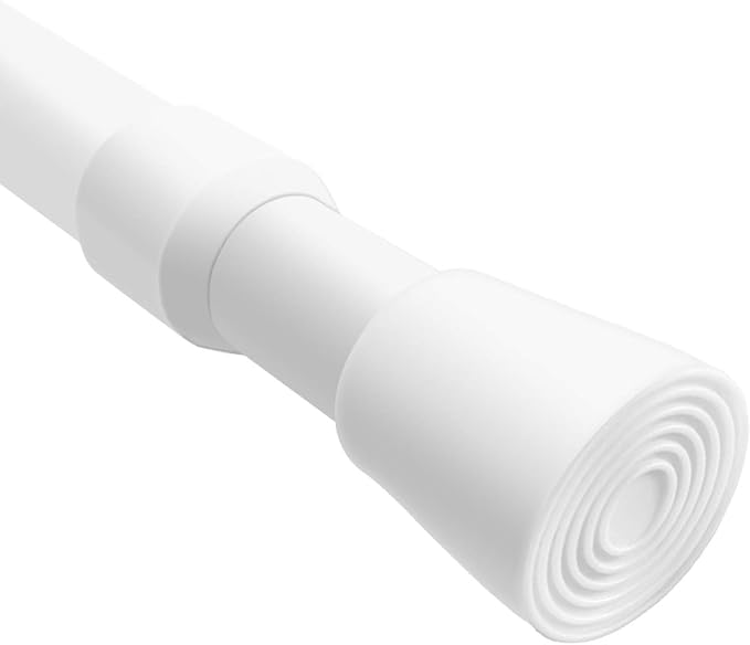 Short Tension Rod 16 to 28 Inche Small Shower Curtain Rods No Drilling Adjustable Heavy Duty Extension Loaded Spring Tension Rod for Windows, Closets, Curtains, 7/8" Diameter, White