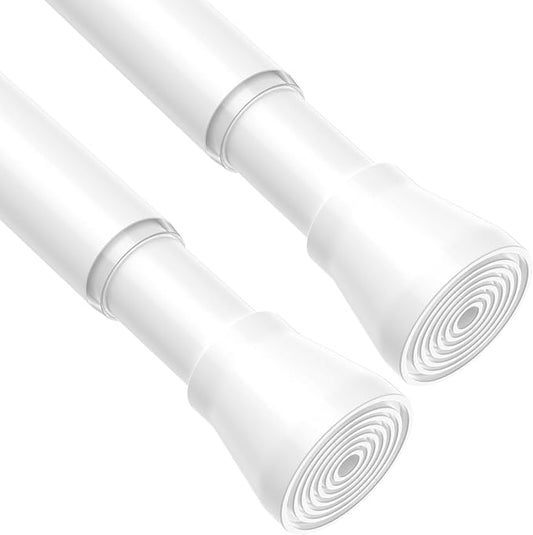MEXAU 2pack White Tension Rods for Windows 27 to 50 Inch, Never Rust Adjustable Curtain Rod Tension Curtain Rods No Drilling, Spring Tension Curtain Rod for Doorway Window Bookshelf