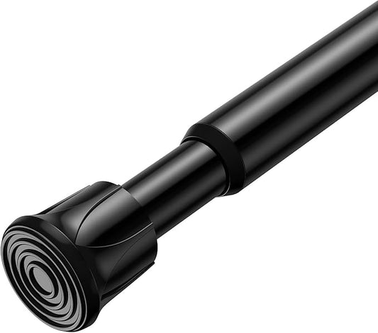 AIZESI Tension Rods for Windows 28 to 48 inch, Adjustable Short Curtain Rods No Drilling Small Tension Rods for Windows Door Kitchen Curtain, Black
