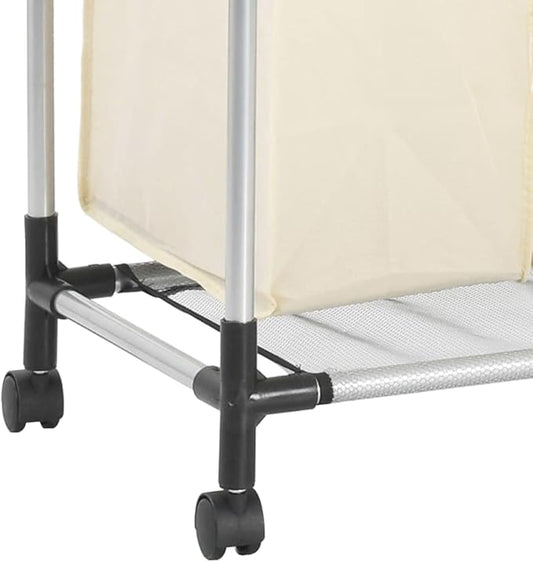Convenient Laundry Sorter with 4 Bags Cream Steel, 20 kg Load Capacity for Easy Movement