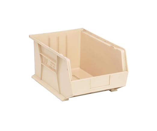 QUANTUM STORAGE SYSTEMS K-QUS255IV-1 Ultra-Stack and Hang Bins, 16 inch x 11 inch x 8 inch, Ivory