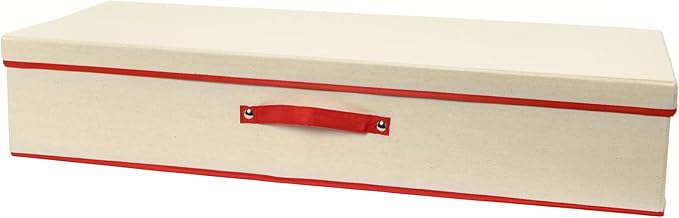Household Essentials Holiday Gift Wrap Organizer with Lid, Natural and Red