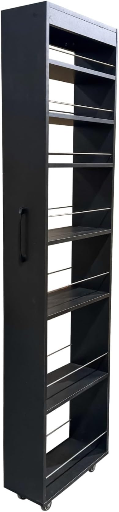 KEIKI 7 Tier Pull-Out Kitchen Pantry Storage Cabinet, Multi-Tier Single-Sided Open Shelf, Spice Rack Next to Fridge, Wood Hutch Food Pantries Cupboard for Coffee Bar, Dining Room, Narrow Spaces