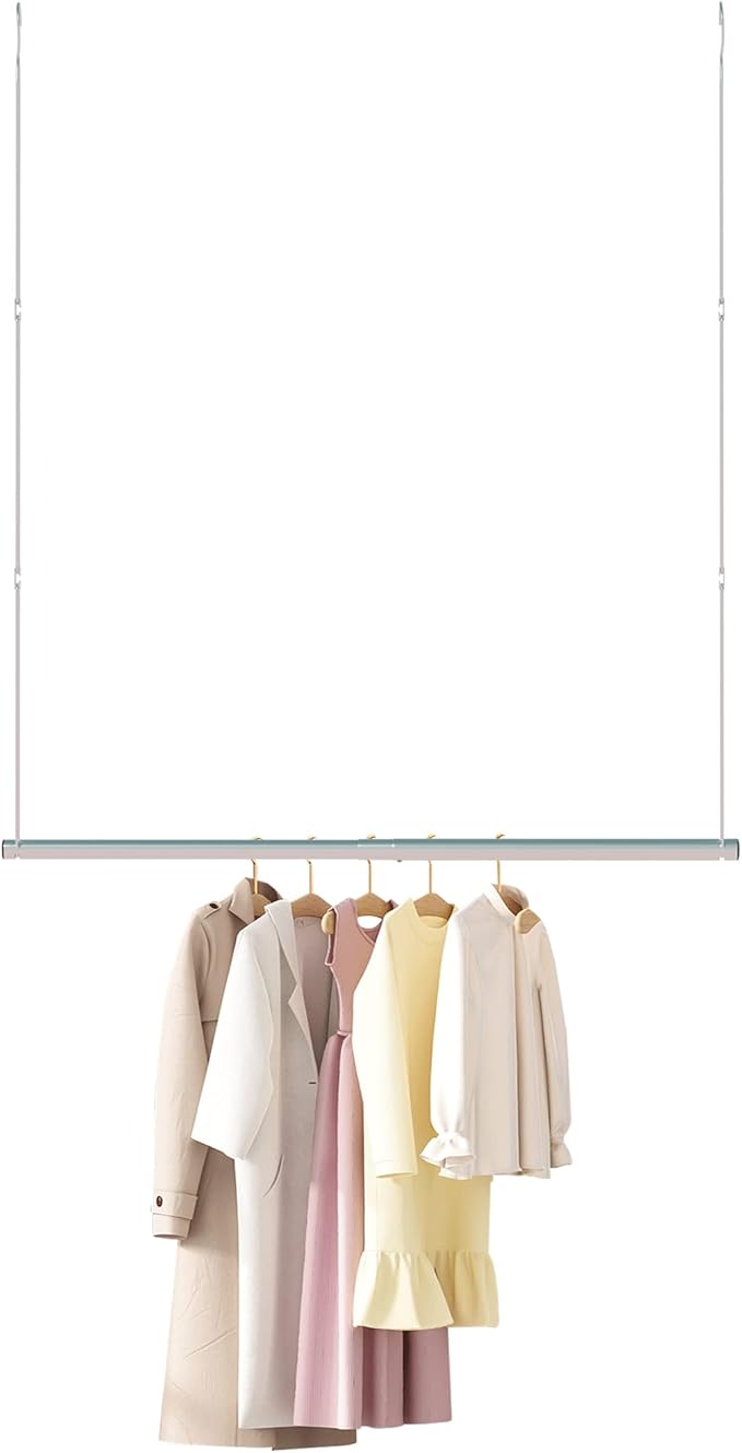 STO STO 1 Pack Closet Hanging Rod, Length and Height Adjustable Closet Rod, Space Saving Metal Closet Extender Hanging Bar for Hanging Clothes, Closet, Chrome